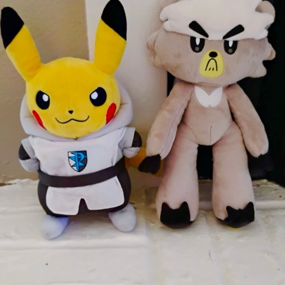 Pikachu and Bear Plush Toy Set - Yellow and Gray